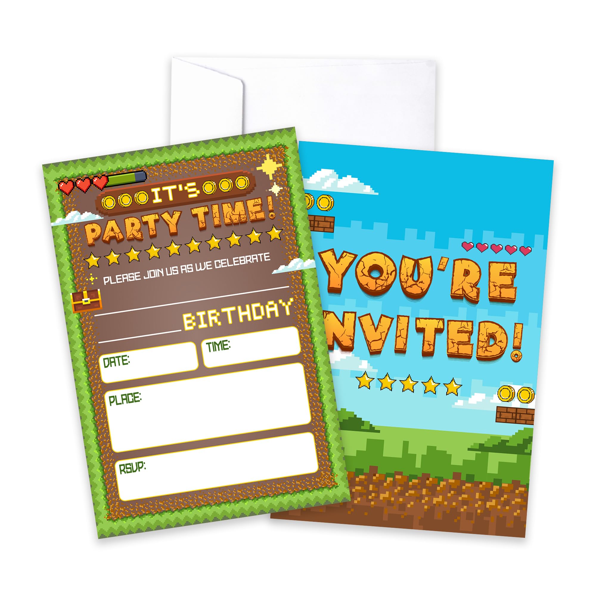 CLIRBE Games Birthday Party Invitations, Funny Birthday Invitations For Brother Bro Teen Boys Girls, 20 Invites Cards With 20 Envelopes, Party Supplies Favors -H10
