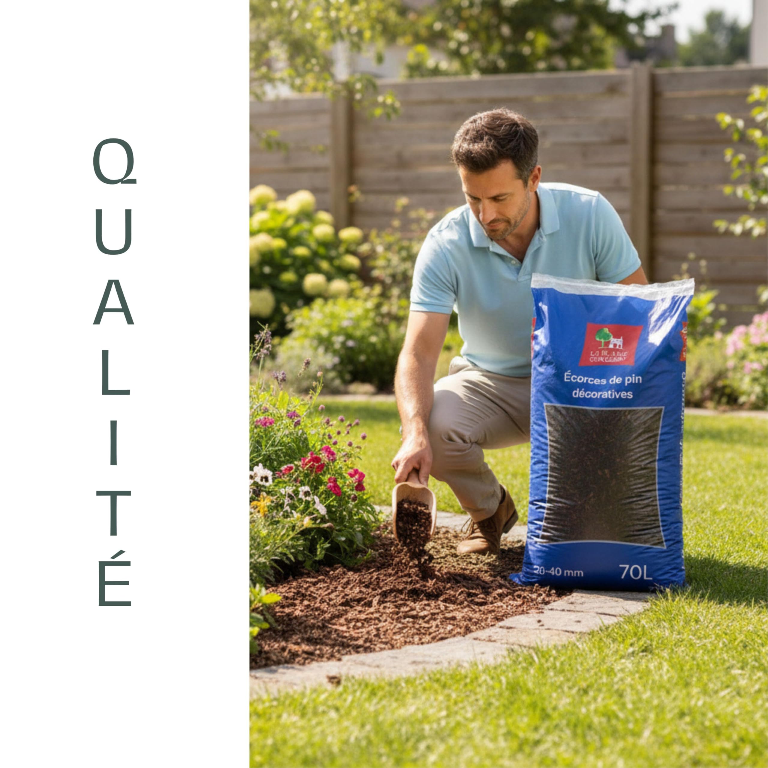 La Plaine Chassart | Ecorces de Pin Maritime Décoratives | Sac de 70L | Previent la pousse des mauvaises herbes | Copeaux de Bois de Paillage | Biodegradable Í Parc, Jardin et Terrasse Í Jardinage