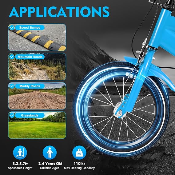 Children's 14 Inch Bike with Training Wheels - High Carbon Steel Frame, Fenders for Kids 3-6 Years Old