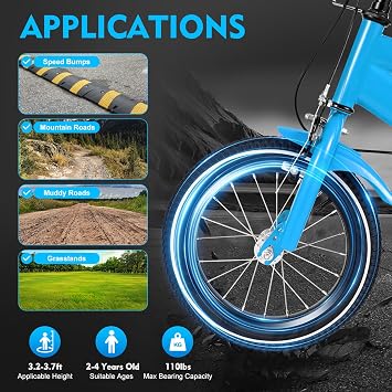 Children's 14 Inch Bike with Training Wheels - High Carbon Steel Frame, Fenders for Kids 3-6 Years Old