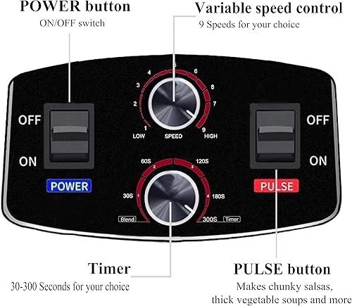 Miniatura 2 de Licuadora para licuados de 1500 W, licuadora de encimera para cocina, hogar, comercial, con temporizador, licuadora de 74.4 fl oz para triturar