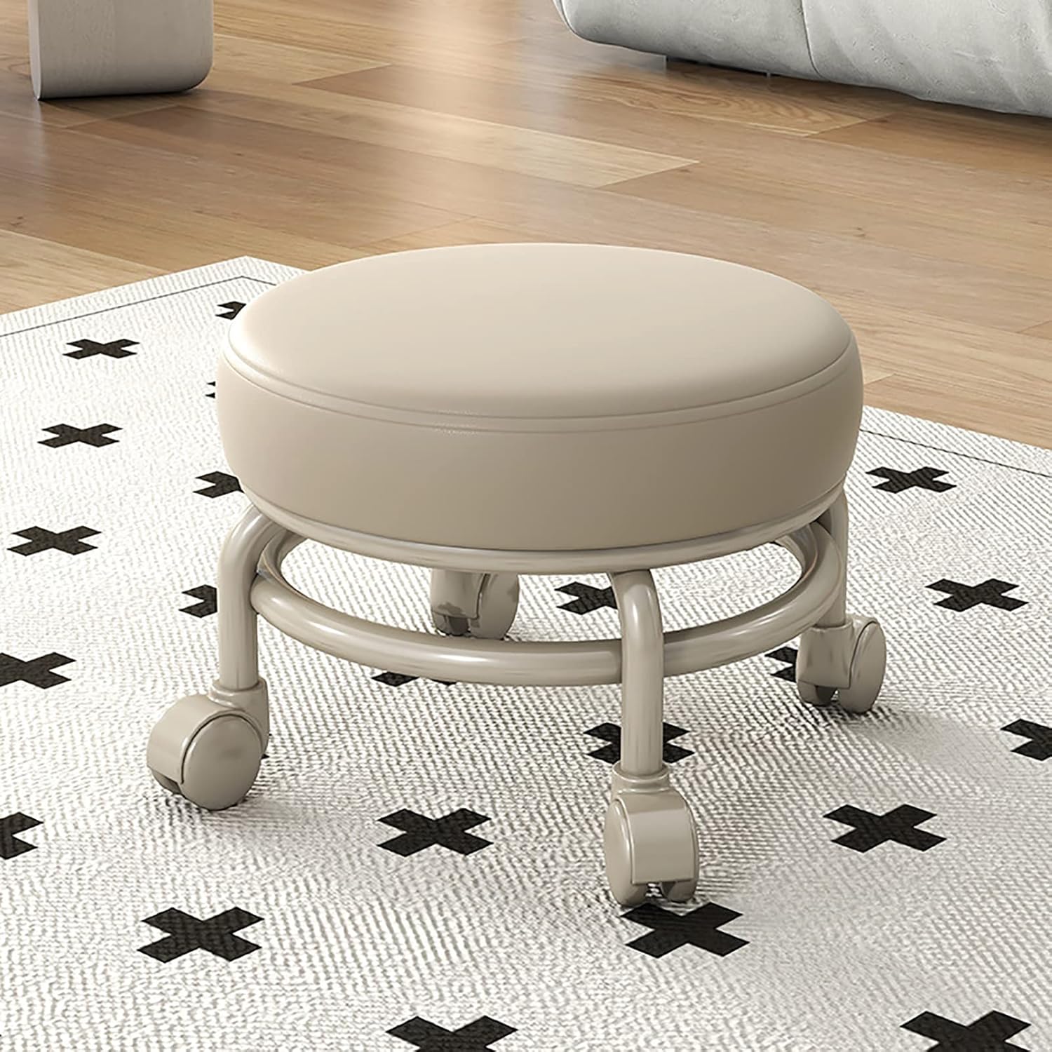 Small Rolling Stool with Wheels for Shop Garage Garden Portable Low Rolling Stools Multifunction Round Roller Seat Stool,F