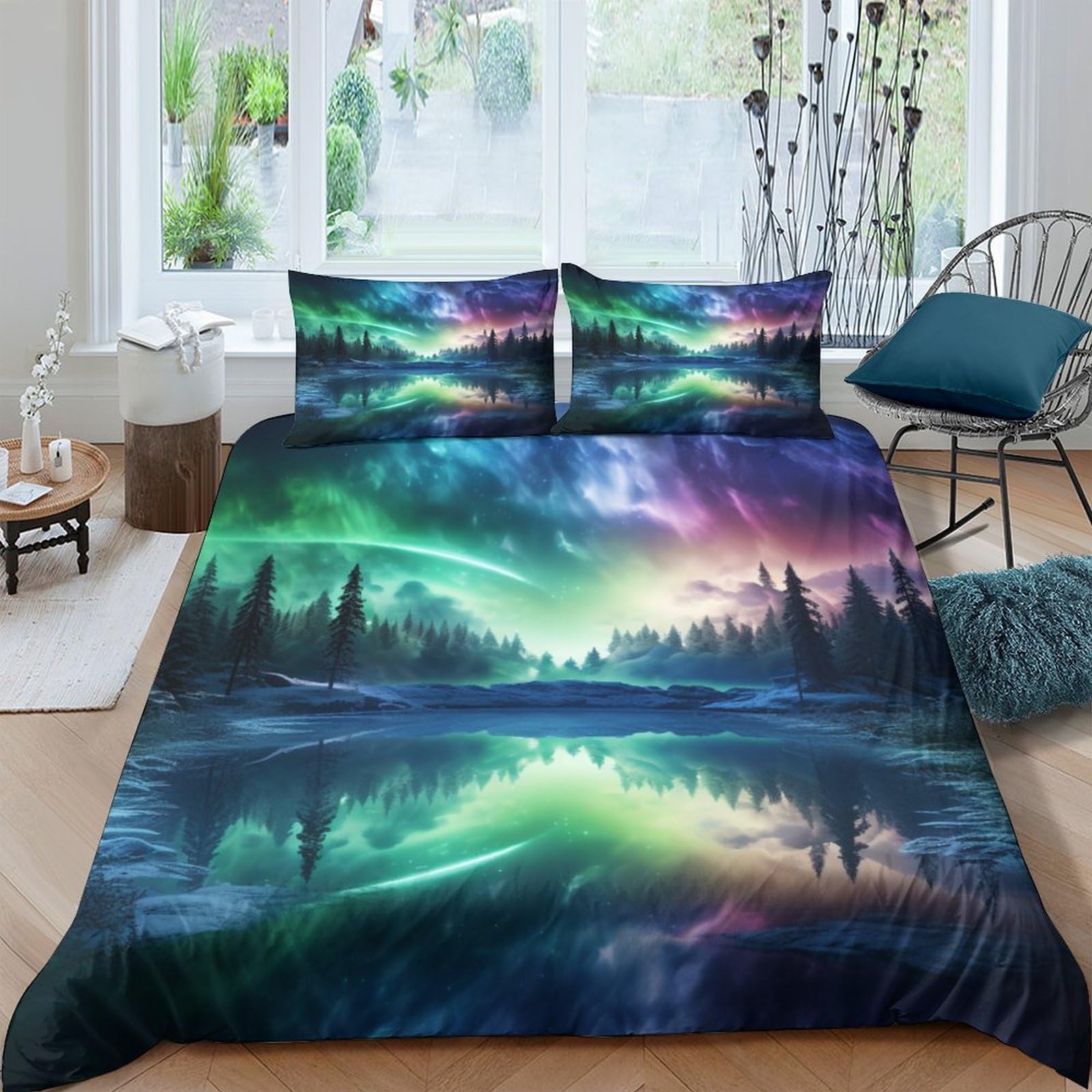 Housse de couette ciel étoilé en microfibre douce avec fermeture éclair pour un lit sans plis