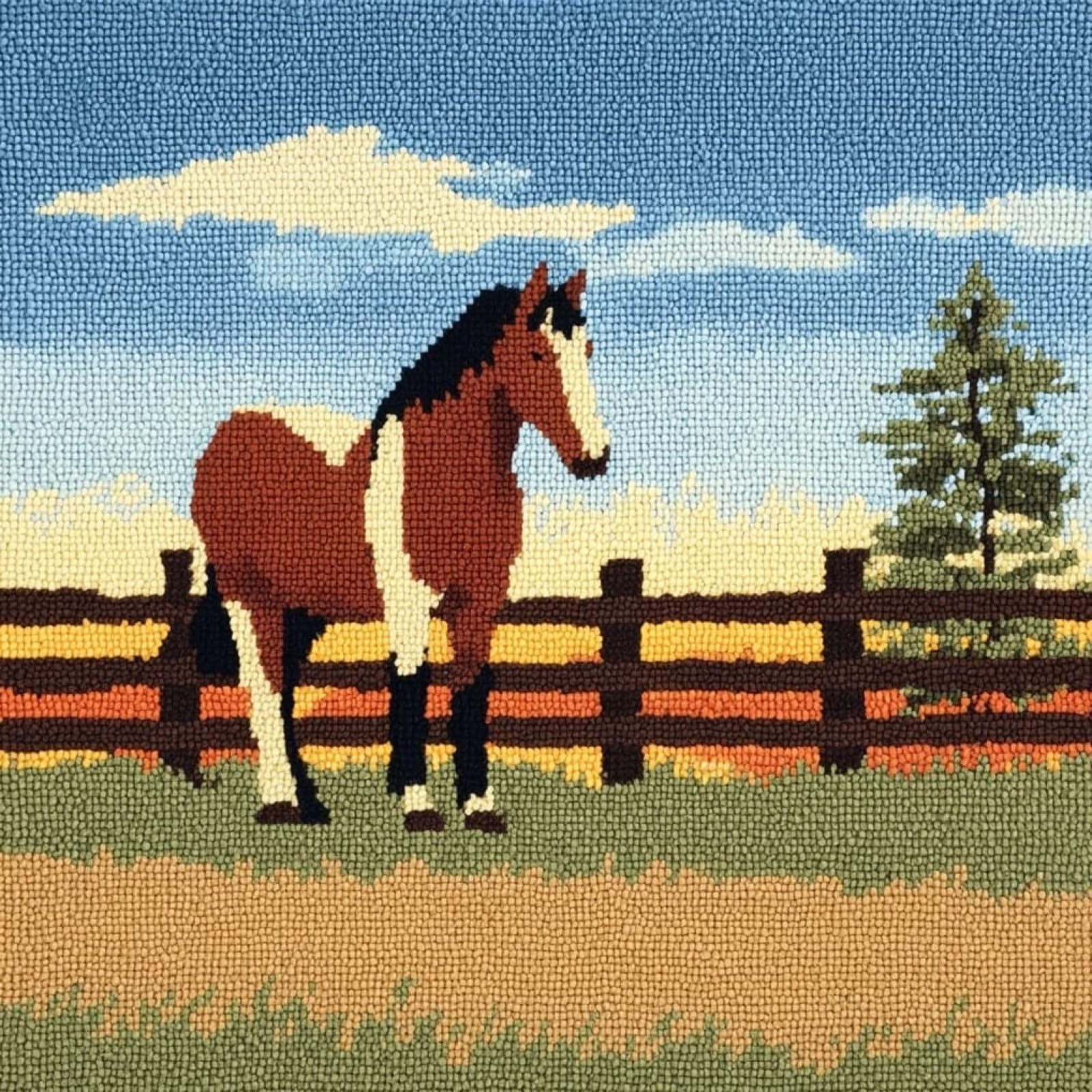 AxiangziK Latch Hook Cushion Kits for Adults,Farm Horse