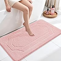 Vista 14 de BEQHAUSE Alfombras de baño, suaves y absorbentes, antideslizantes, lavables a máquina, alfombra de baño gruesa gris para baño, bañera y lavabo, 24 x