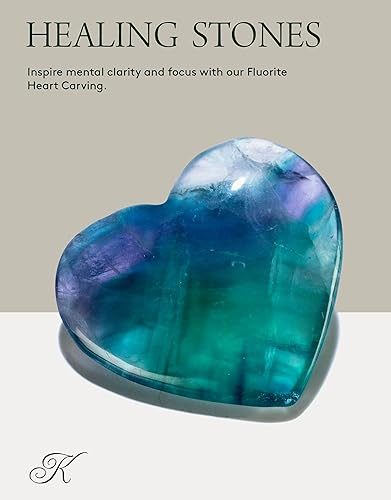 Miniatura 2 de KALIFANO Tallado en corazón de fluorita con efectos curativos y calmantes, cuarzo hematoide de alta energía, cristal de preocupación para reiki,
