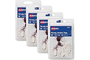 50226 0.8125" x 0.375" Jewelry Tags with Attached String x4 Packs