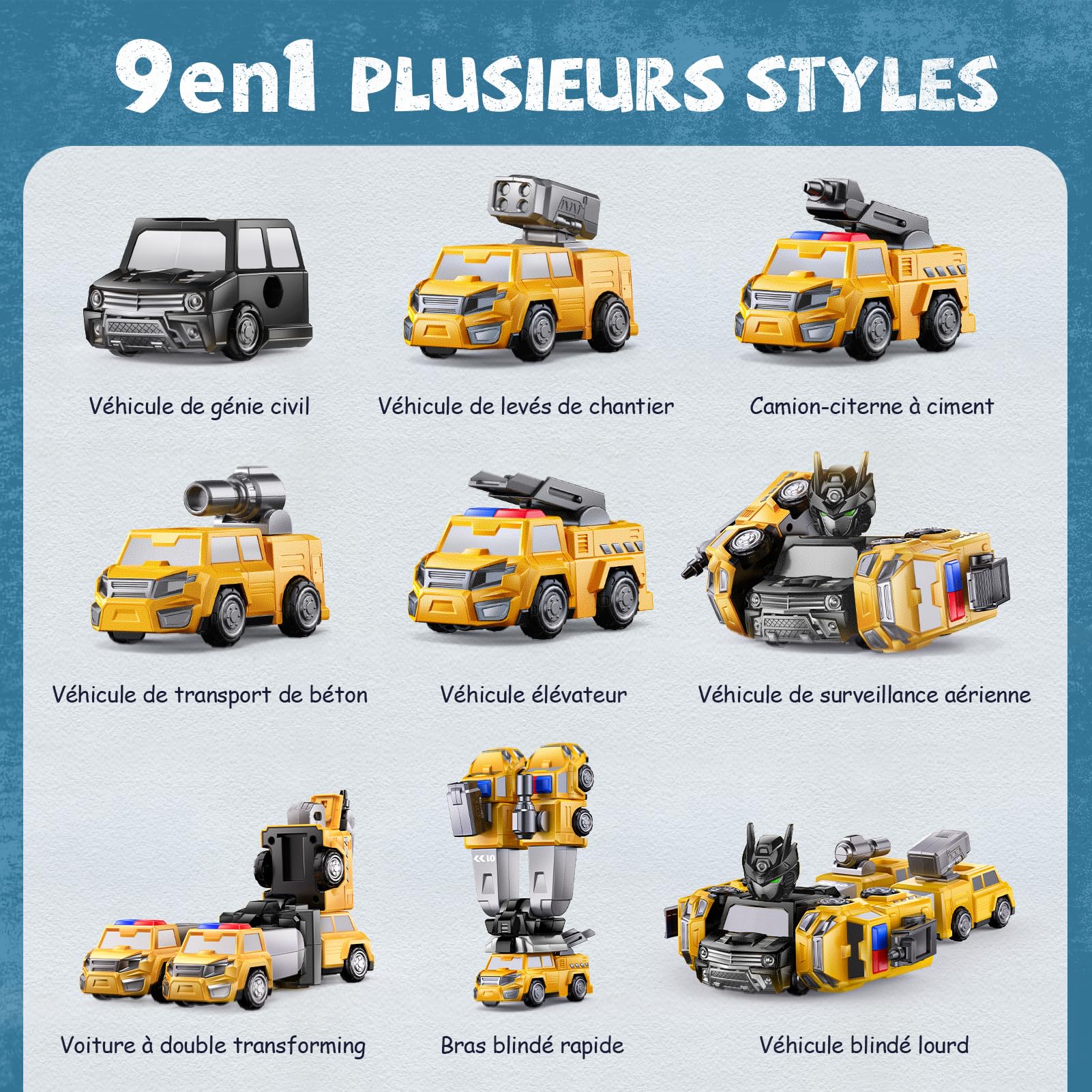 5 en 1 Robot Transform Jouet 5 6 Ans Garçon,Transforming Voiture Cadeau Garcon 5 6 7 Ans,STEM Camion Jouet Enfant 3 4 5 6 7 8 Ans Garçon
