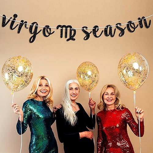 Vista 3 de Cartel de la temporada de Virgo, letrero de feliz cumpleaños de Virgo, gran energía Virgo, 12 suministros de decoración de fiesta de cumpleaños