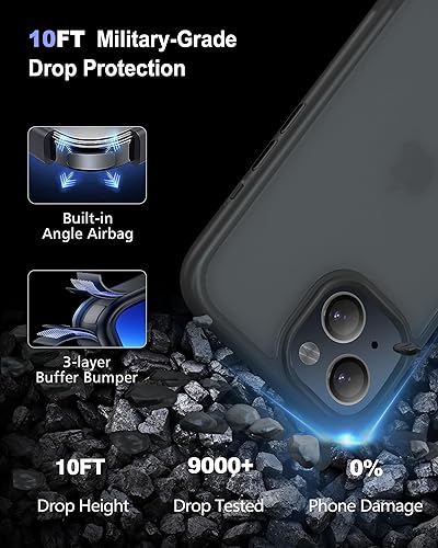 Miniatura 4 de Funda para iPhone 15 Pro Max, No se pone amarillenta y protección contra caídas de grado militar de 10 pies, bordes elevados que protegen la