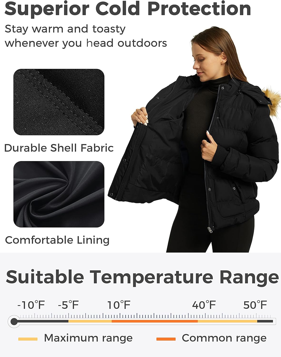 wantdo Women's Hooded Winter Coat Thicken Quilted Puffer Jacket Warm Parka - Image 4