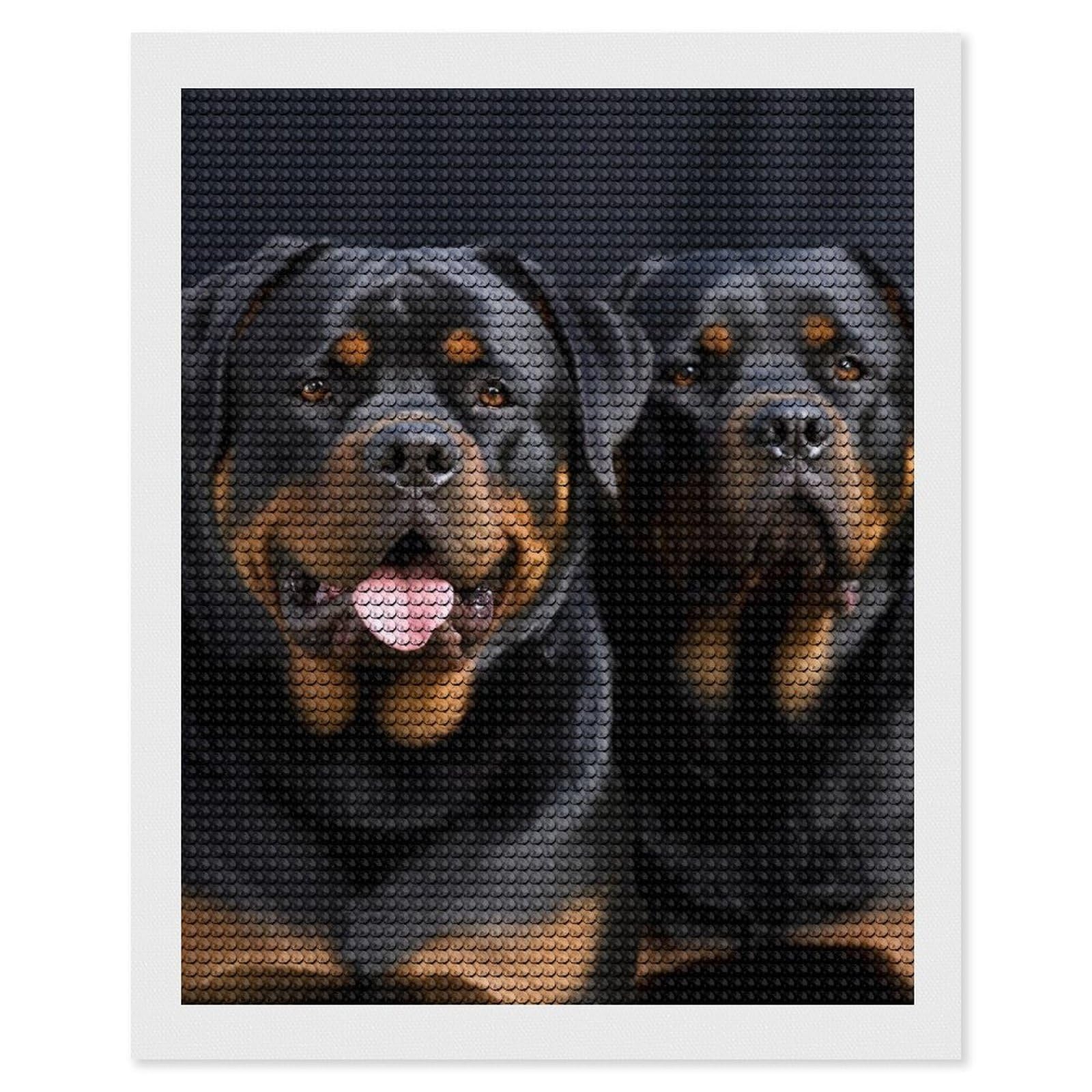 DWVTSLH Rottweiler Wallpaper Diamond Painting Kits for Adults, Personalized Diamond Photo Art Full Drill, DIY 5D Diamond Art Painting Kits for Beginners, Home Wall Decor 16"x20"