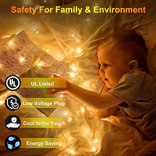 Miniatura 5 de Guirnalda de luces navideñas de 1500 LED de exterior, 470 pies, 12 modos, temporizador, brillo regulable, impermeables, para árbol de Navidad,