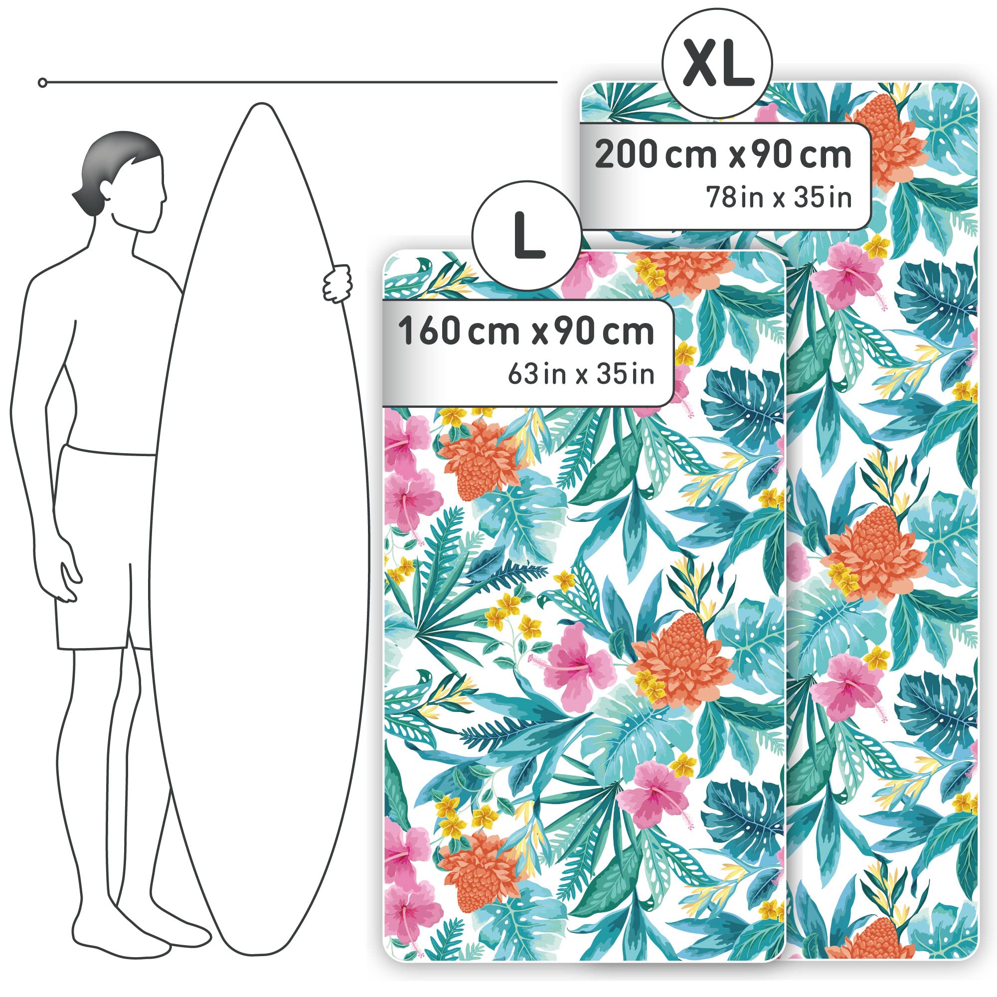Fit-Flip Telo Mare Microfibra – Leggero, fine e ad Asciugatura Rapida - Asciugamano Microfibra Grande Telo Mare XXL - 100% Riciclato - Tropic Flowers 160x90cm