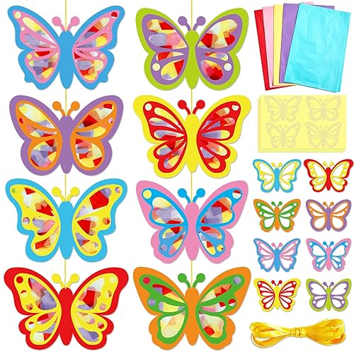 32 Sets Butterfly Suncatchers Craft Kits for Kids Butterfly Stained