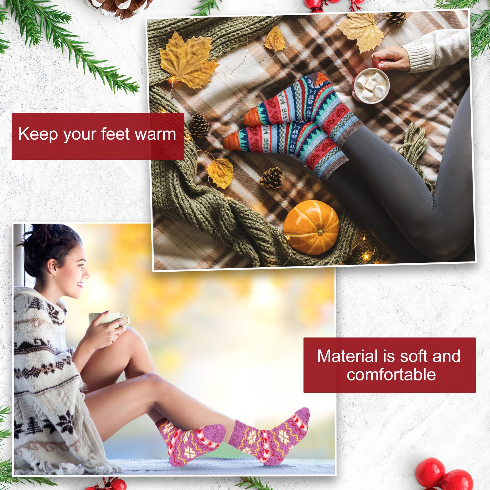 20 pares de calcetines de lana de invierno para mujer para senderismo, calcetines de lana gruesa para mujer, calcetines térmicos de invierno para clima frío