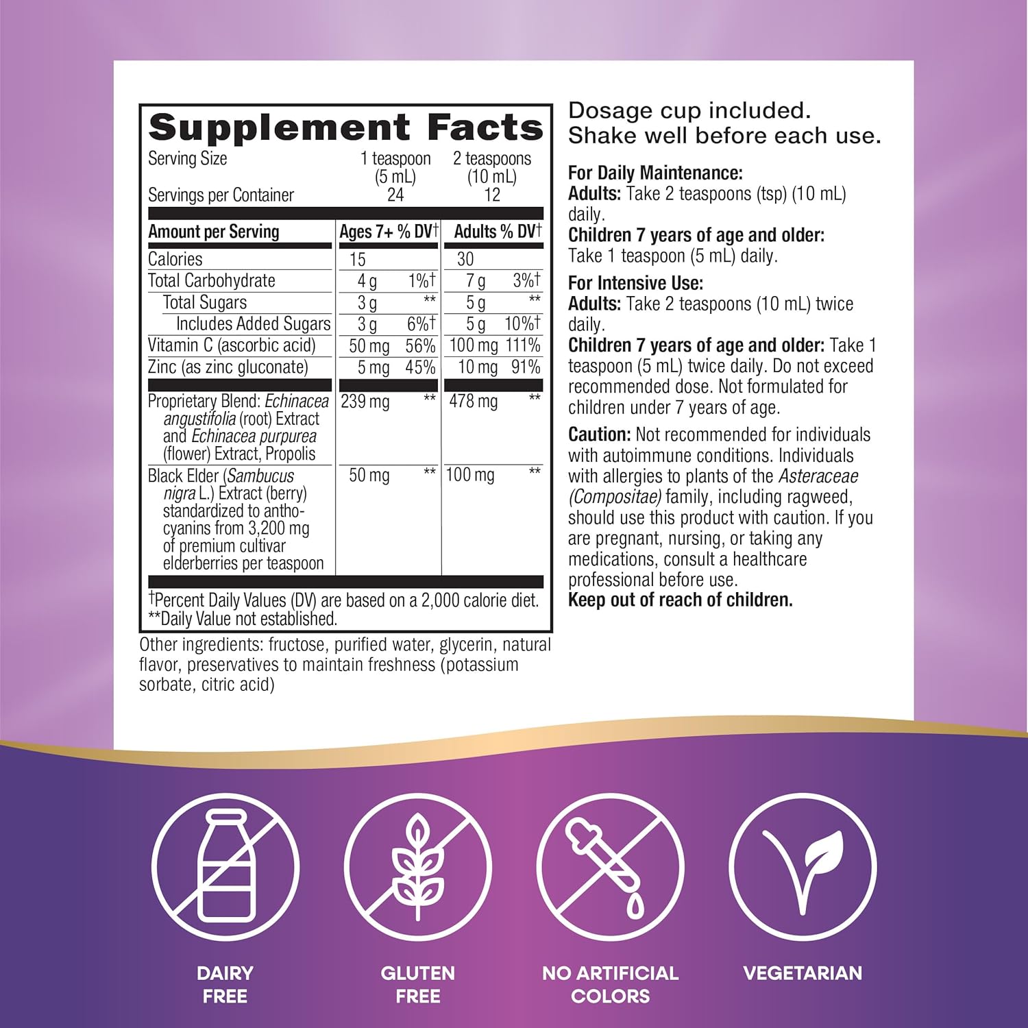 Nature's Way Sambucus Immune Elderberry Syrup, Elderberry Extract, Vitamin C, Zinc, Echinacea, Propolis, Daily Immune Support*, Superfood Antioxidants(1), Gluten Free, 8 Fl Oz (Packaging May Vary)
