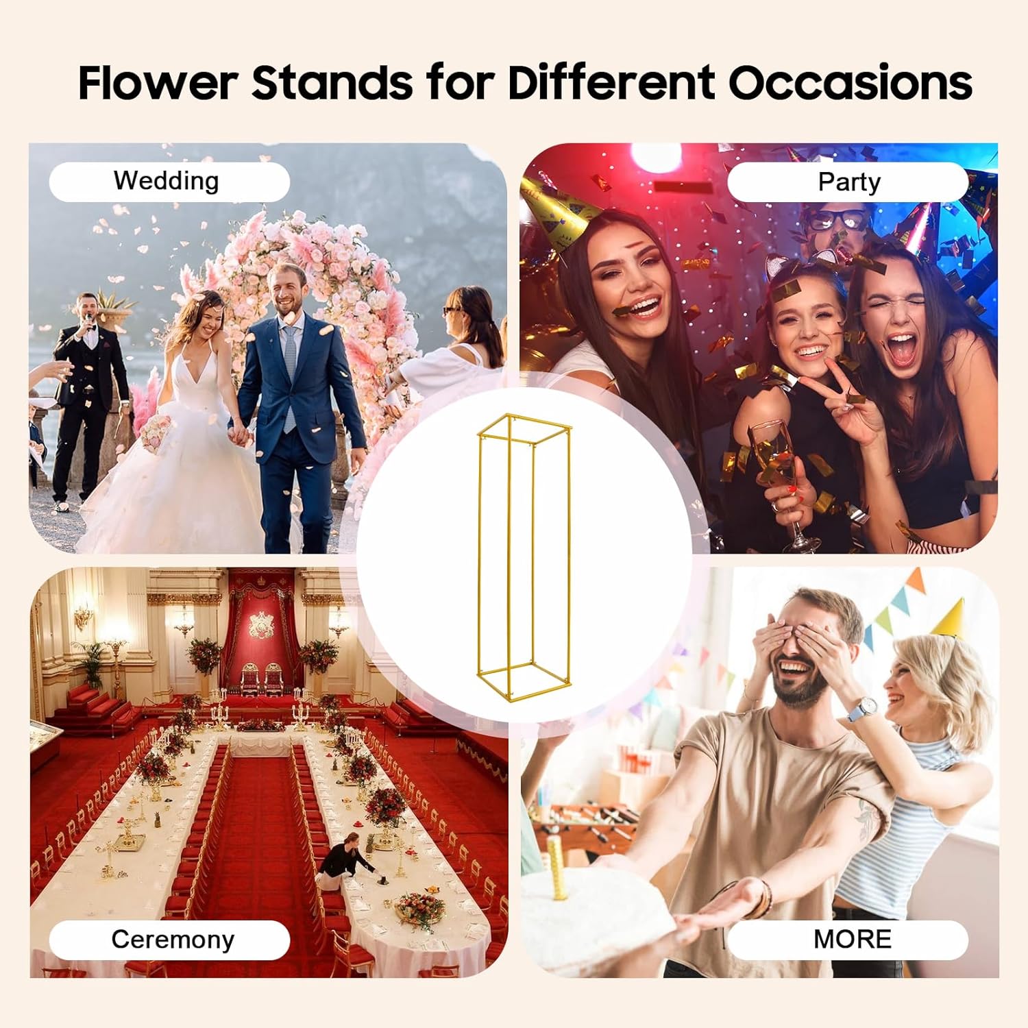 Gold 71-Inch Tall Metal Pedestal Stand for Wedding/Party Floral Display - Heavy Duty Stainless Steel Centerpiece Stand with Multi-Tier Design, Modern Home & Event Decoration