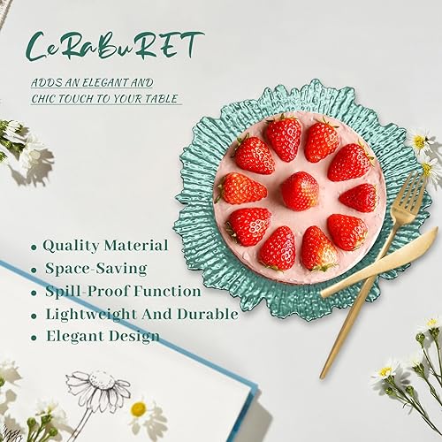 Miniatura 3 de CeRaBuRET Paquete de 24 platos de carga, cargadores redondos de plástico de 12.6 pulgadas con diseño de arrecife de flora para platos de cena, boda,