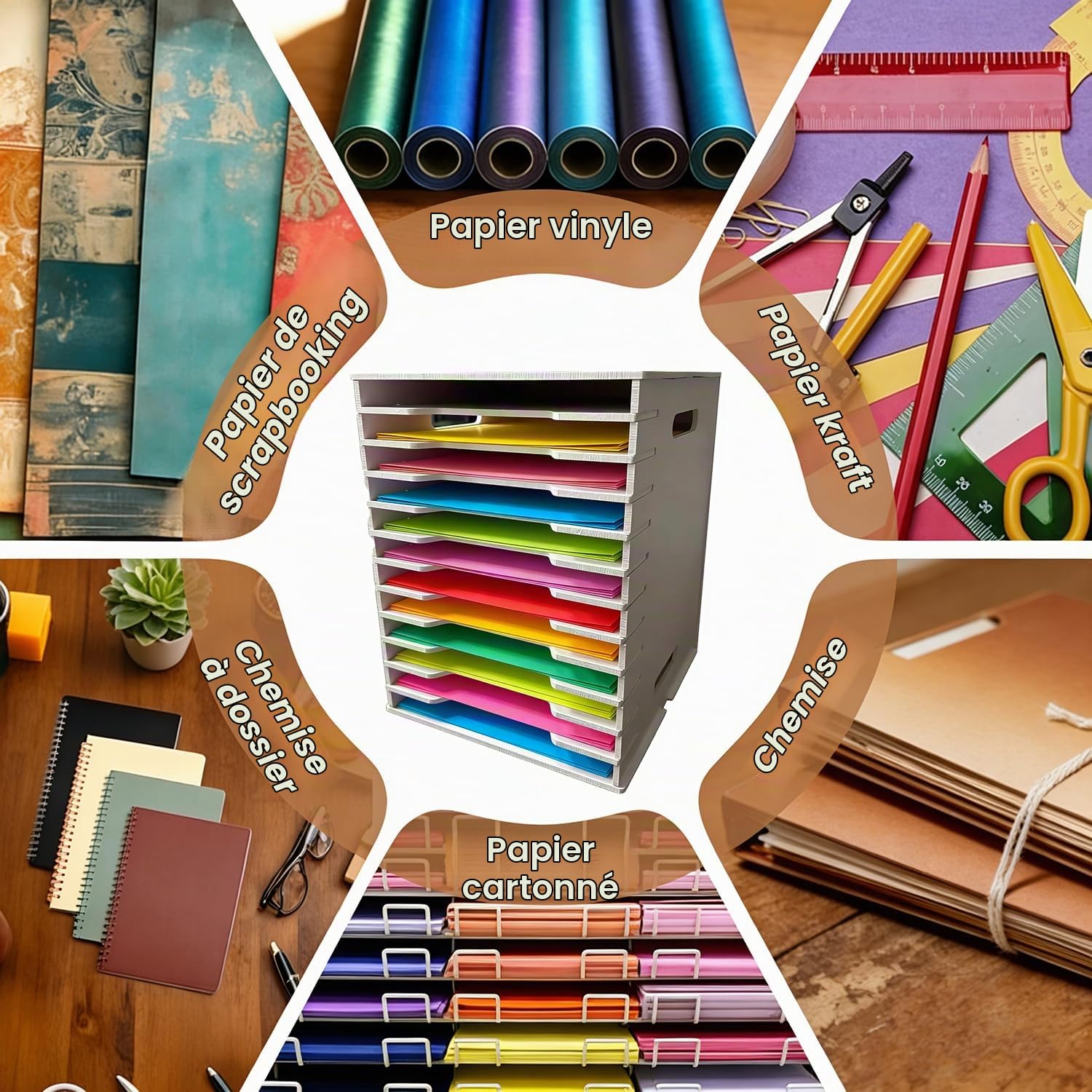 Organisateur De Papier De Scrapbooking,12 Niveaux Rangement Scrapbooking,Boîte De Classement,Réglable,Pour Les Bureaux,Les Albums Et Pour Le Rangement De Documents,Convient Aux Formats Papier a4