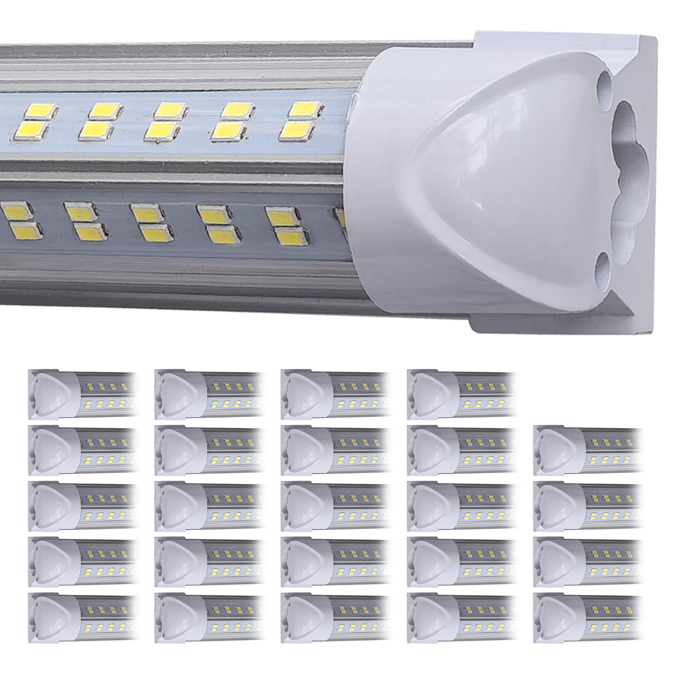 25 Pack 4FT LED Shop Light, 75W Integrated LED Tube Light,9000LM,6000K, Double Sided 4 Rows V Shape 270 Degree Lighting LED Bulbs for Garage Warehouse Workshop,Plug and Play,Linkable