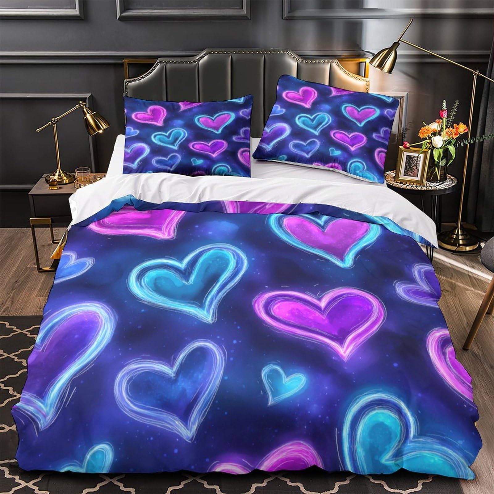 Housse de couette néon imprimé 3D haute qualité en microfibre