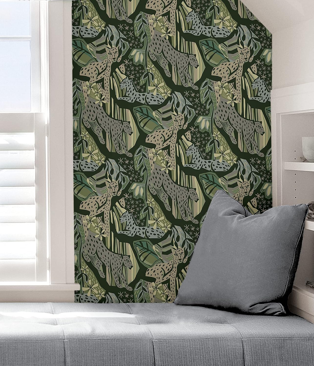 Pip & Lo Greens Cat Nap Peel & Stick Wallpaper, Green