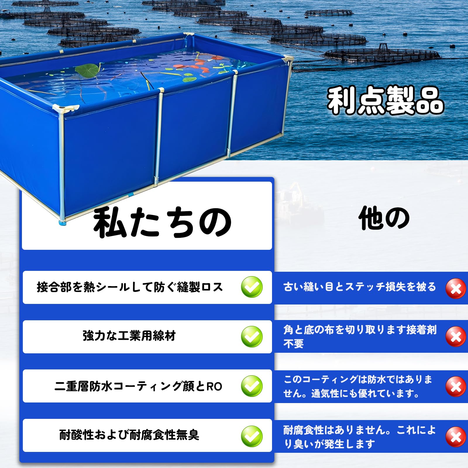 Amazon | Eryssgbf モジュラーエコロジカルサイクル繁殖池（2×1.5×0.9m