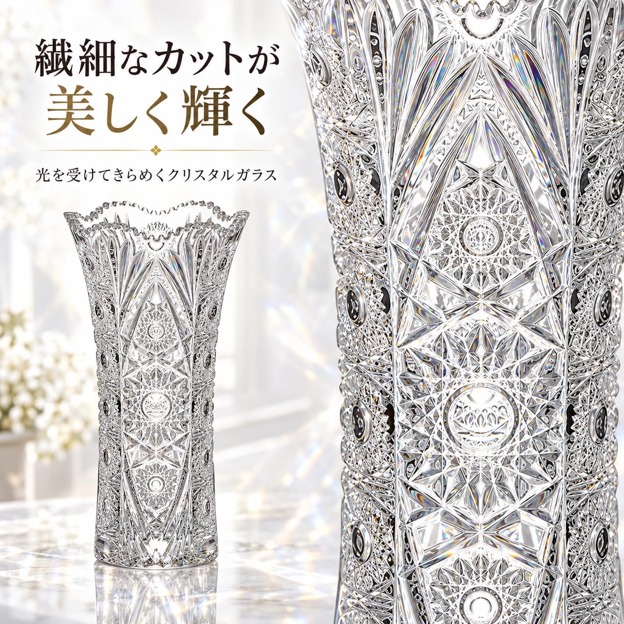 Amazon.co.jp: ボヘミアングラス クリスタル花瓶 シシー 22cm チェコ製