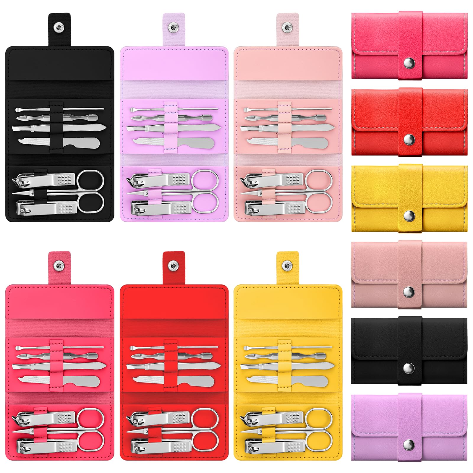 WILLBOND 12 Sets Manicure Set Nail Clippers Pedicure Kit 7 in 1 Stainless Steel Professional Pedicure Set Grooming Kits Nail Care Tools with Travel