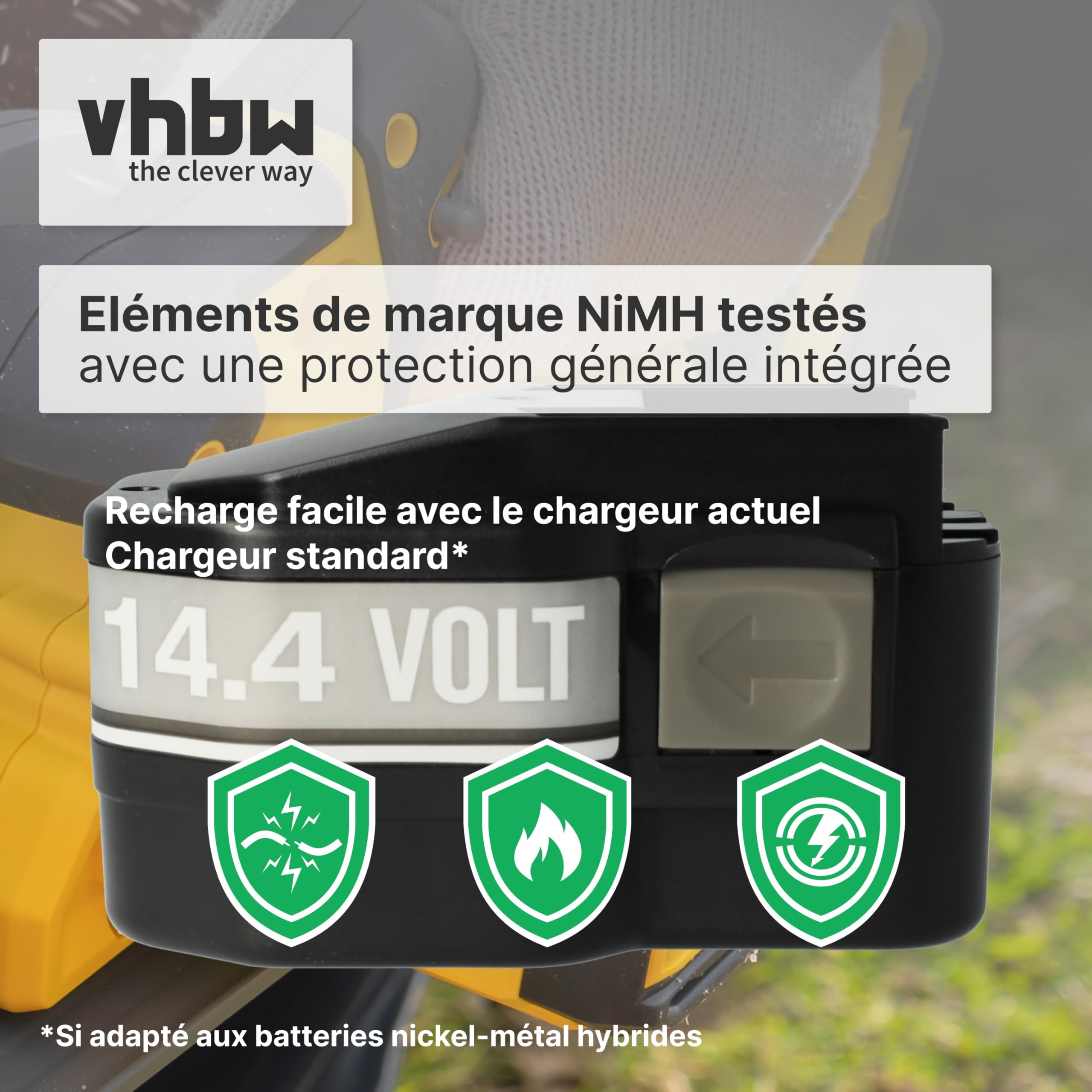 vhbw NiMH Batterie 3300mAh (14.4V) pour Outils AEG SB2E 14.4 T Super Torque comme 48-11-1000, 0511-21.