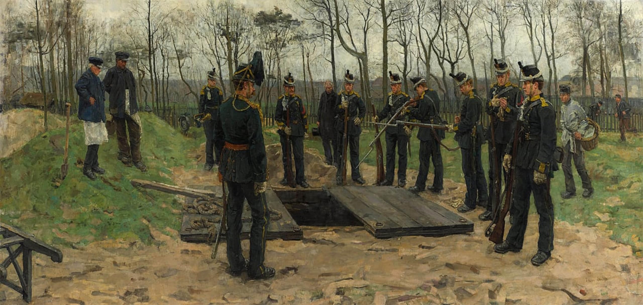 Pintura Funerale militare di Isaac Israels en lienzo decorativo de 60x90cm para paredes de oficina 5