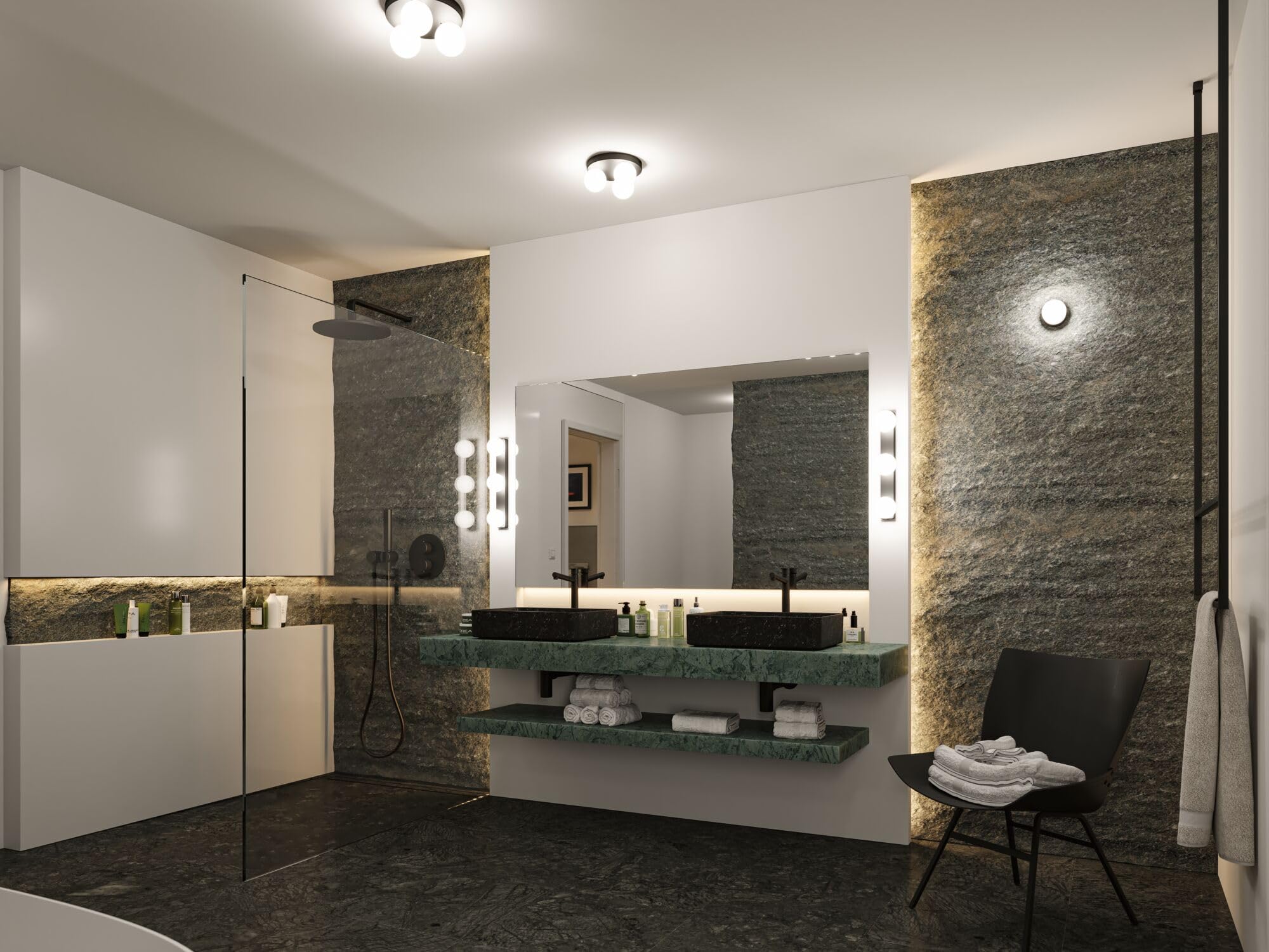 Paulmann 71069 Plafonnier Selection Bathroom Gove IP44 G9 230V max. 3x20W gradable Noir mat, Satin luminaire de salle de bain