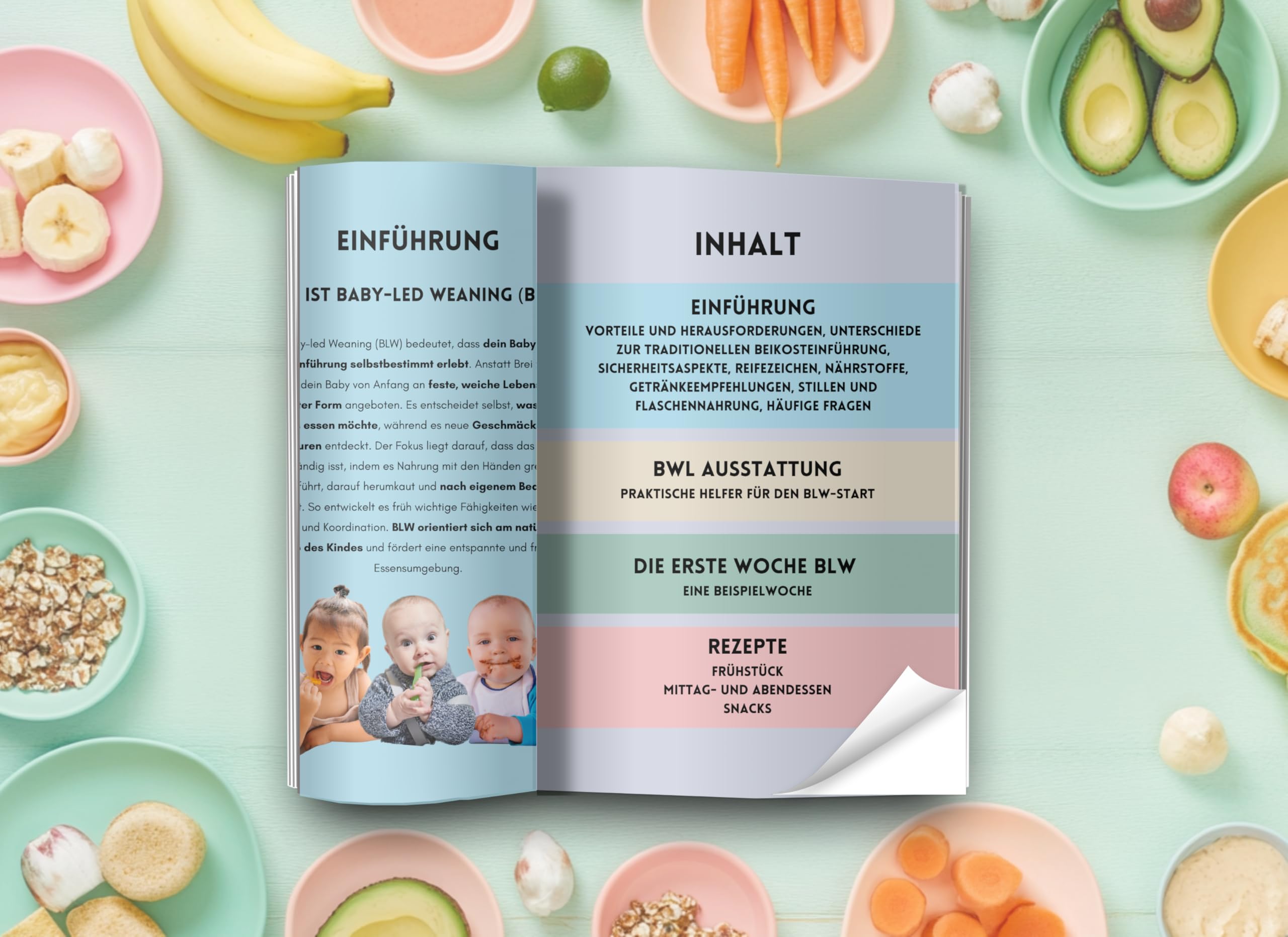 BLW Kochbuch: Gesund und selbstständig essen - 50 Rezepte für die breifreie Beikosteinführung: Baby-Led Weaning Rezepte - Breifrei