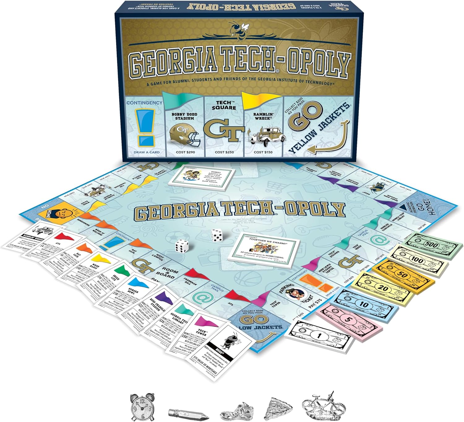 Late for The Sky Georgia Tech-Opoly Board Game – Georgia Tech Campus Property Trading Family Game, 2-6 Players, Ages 8+, Fast Play or Classic Game Night Edition