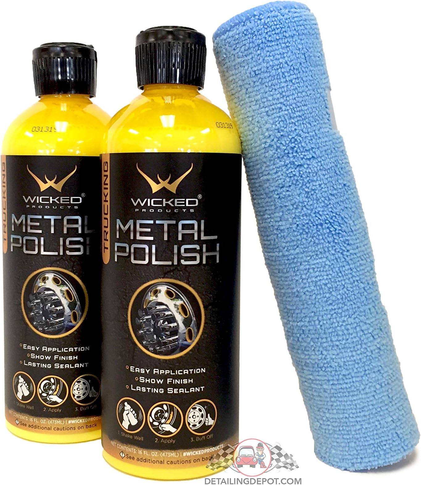 2 Wicked Metal Polish 16 oz. Combo Pack w/Free Microfiber Towel