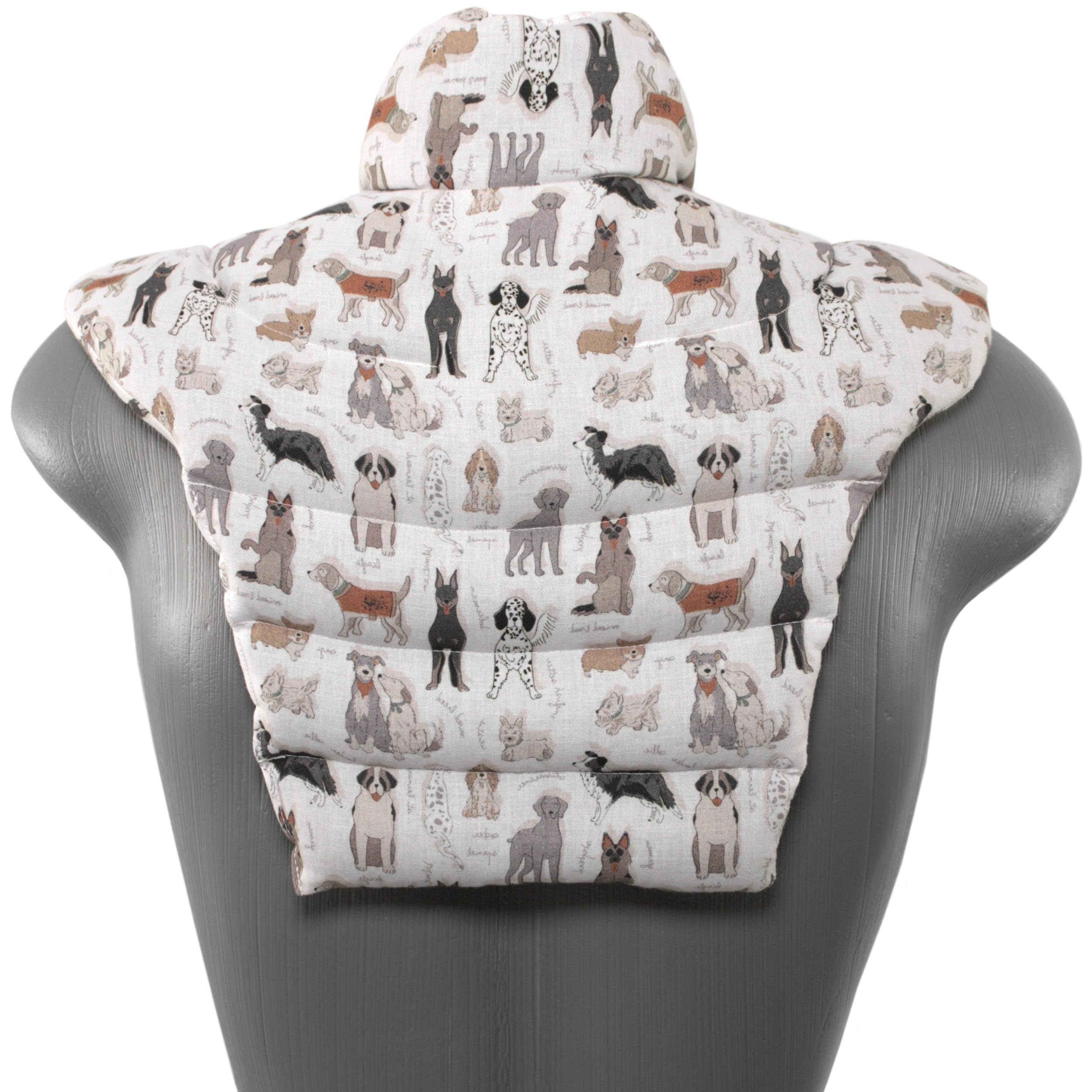 Cojín térmico para las vértebras cervicales – Cuello + hombros + espalda. Algodón biológico Perros. Almohada térmica con huesos de cerezas. Cojín de nuca. Saco térmico.