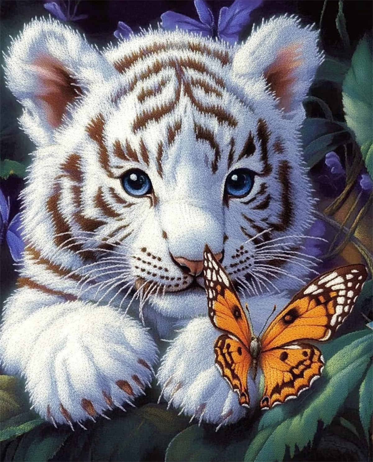 Axiangzik D N.lanshan Animal Iy Latch Hook Kits For Adults Cartoon White Tiger Iy Latch Hook Rug Set,Carpet Making Kit，Cross Stitch Embroidery Kits Needlework Crafts 60X90cm