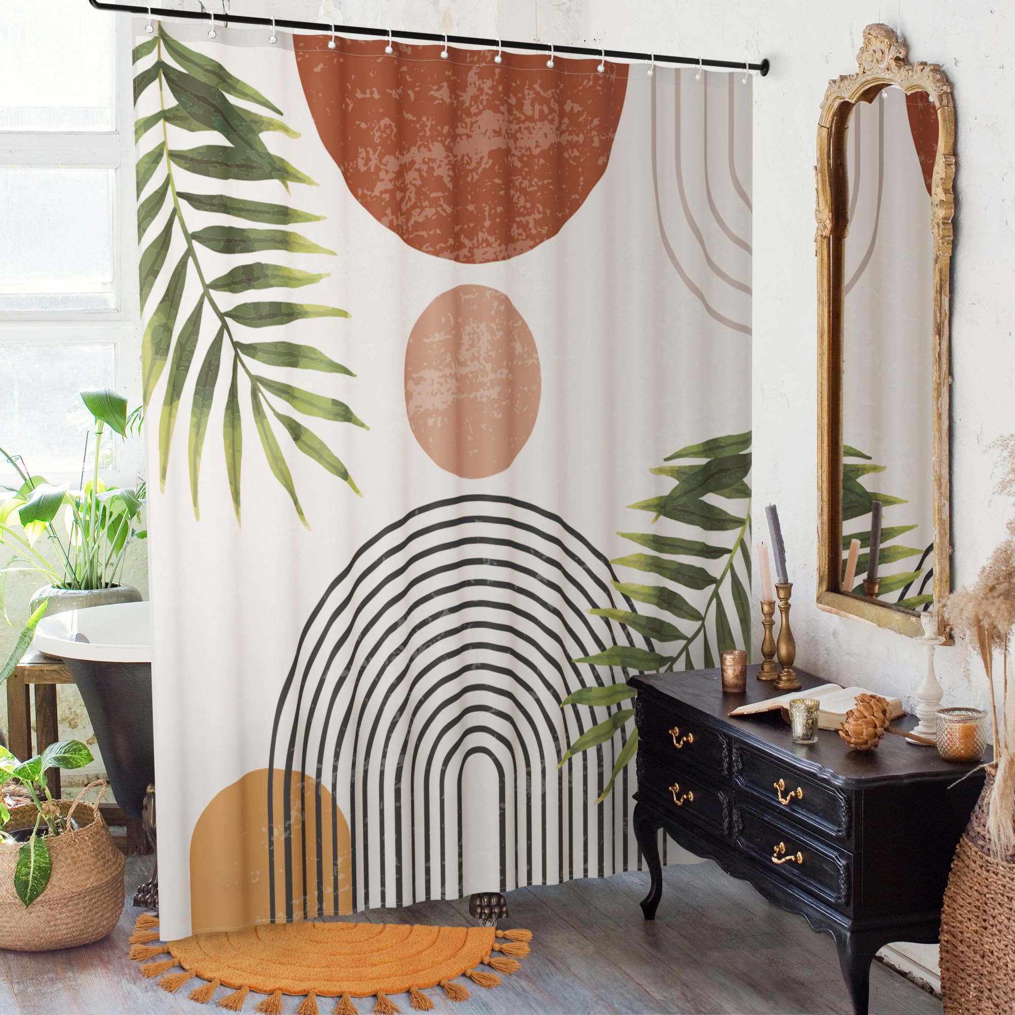 KIBAGA Beautiful Boho Shower Curtain for Your Bathroom - A Stylish 72" x 84" Modern Mid Century Curtain that Fits Perfect to Every Bath Decor - Ideal to Brighten Up Your Bohemian Bathroom at Home