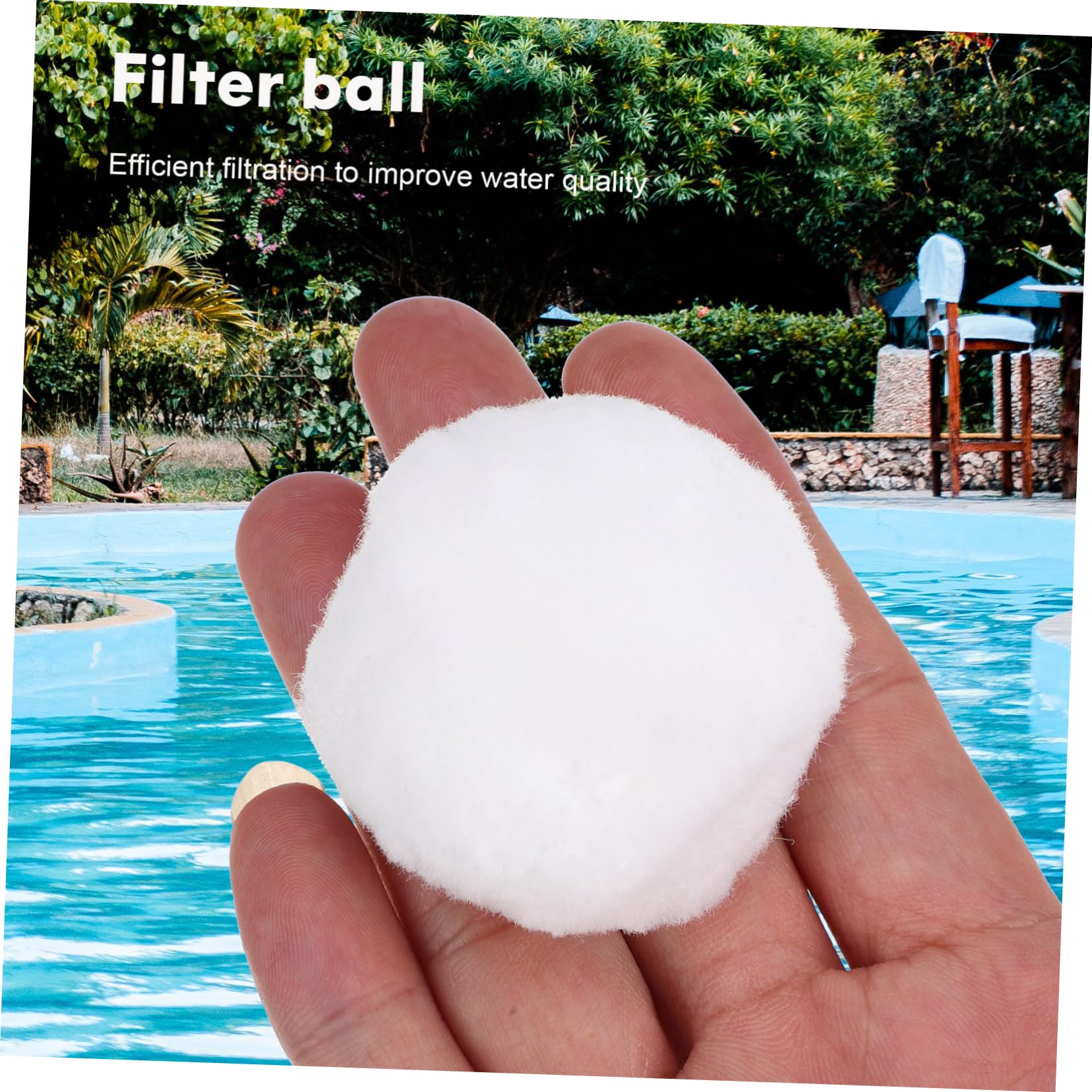 Sosoport Boules Filtrantes Réutilisables pour Piscine en Fibre de Polyester Blanc, Média de Filtration Haute Densité 700g, pour Usage Piscine
