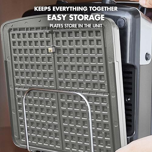 Miniatura 8 de GreenPan Elite - Máquina de gofres belga y clásica de 4 cuadrados, placa antiadherente de cerámica saludable apta para lavavajillas, control