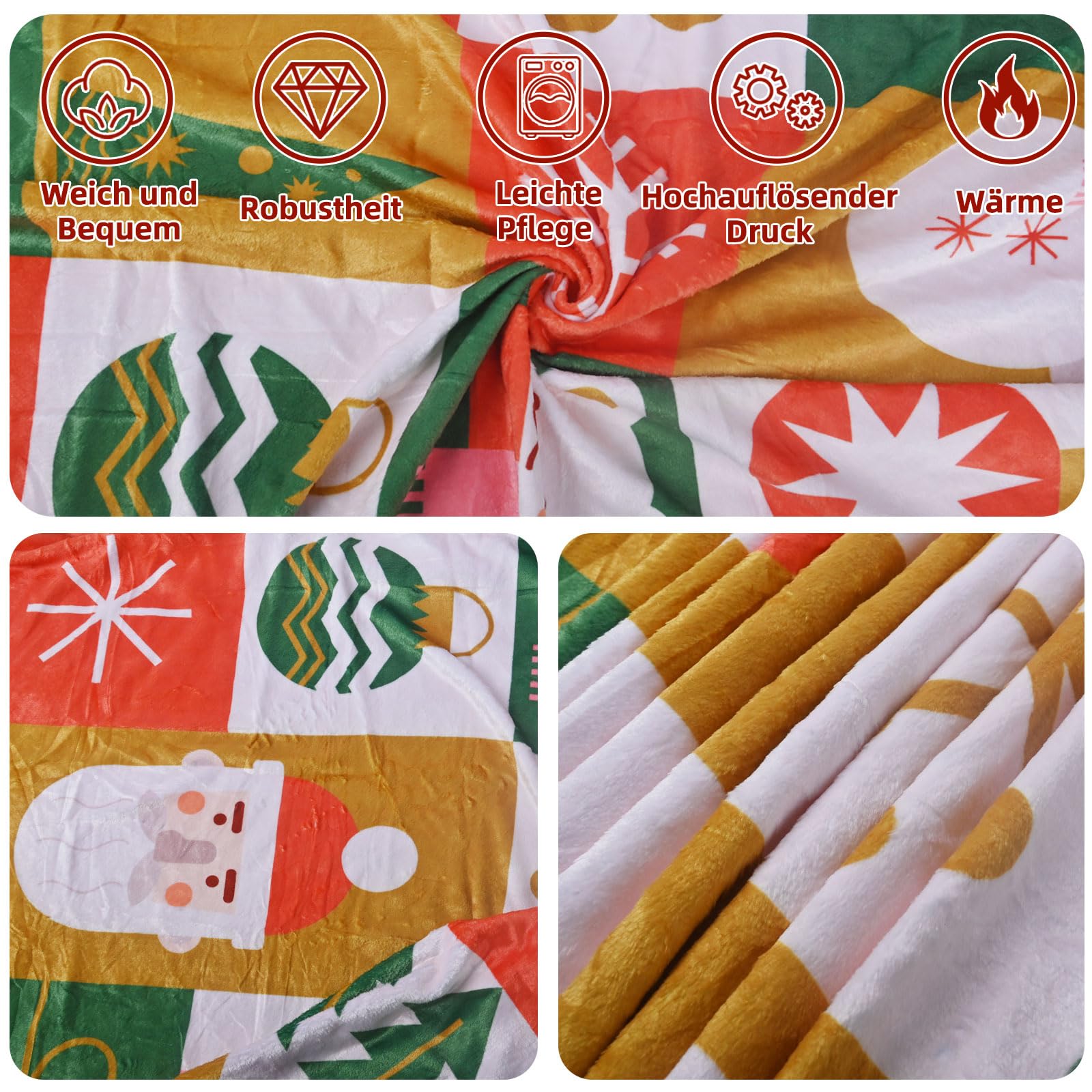UGZDEA Christmas Blanket 150x200cm, Christmas Sofa Blanket, Soft Warm Winter Fleece Christmas Blanket for Adults and Kids (F - Image 4