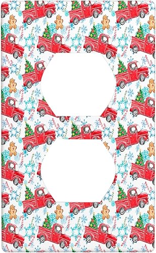 Miniatura 54 de Cubierta de interruptor de luz dúplex de 1 banda, cubierta decorativa de Navidad con copos de nieve rojos, placa frontal decorativa para cocina
