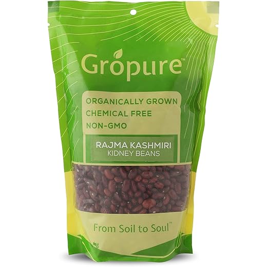 GroPure Organic: From Soil to Soul - Rajma(Red Kidney Beans) - 900g I Red Kidney Beans I Jammu I Kashmiri I High Protein Pulses I Chemical & Pesticide Free I Best Organic PULSES