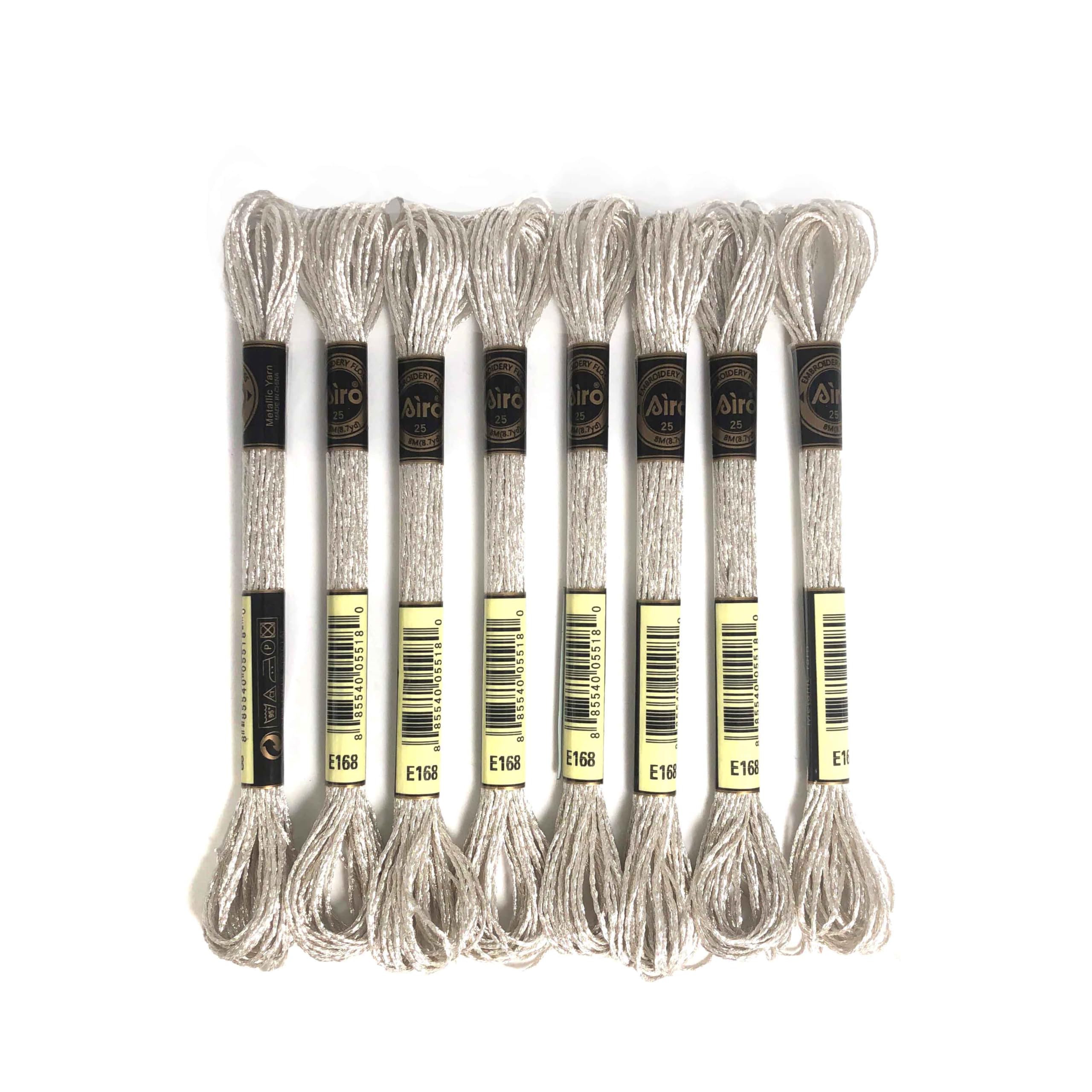 8 Skeins Metallic Embroidery Threads Glitter Embroidery Floss Embroidery Floss-Cross Stitch Thread (Silver#E168)