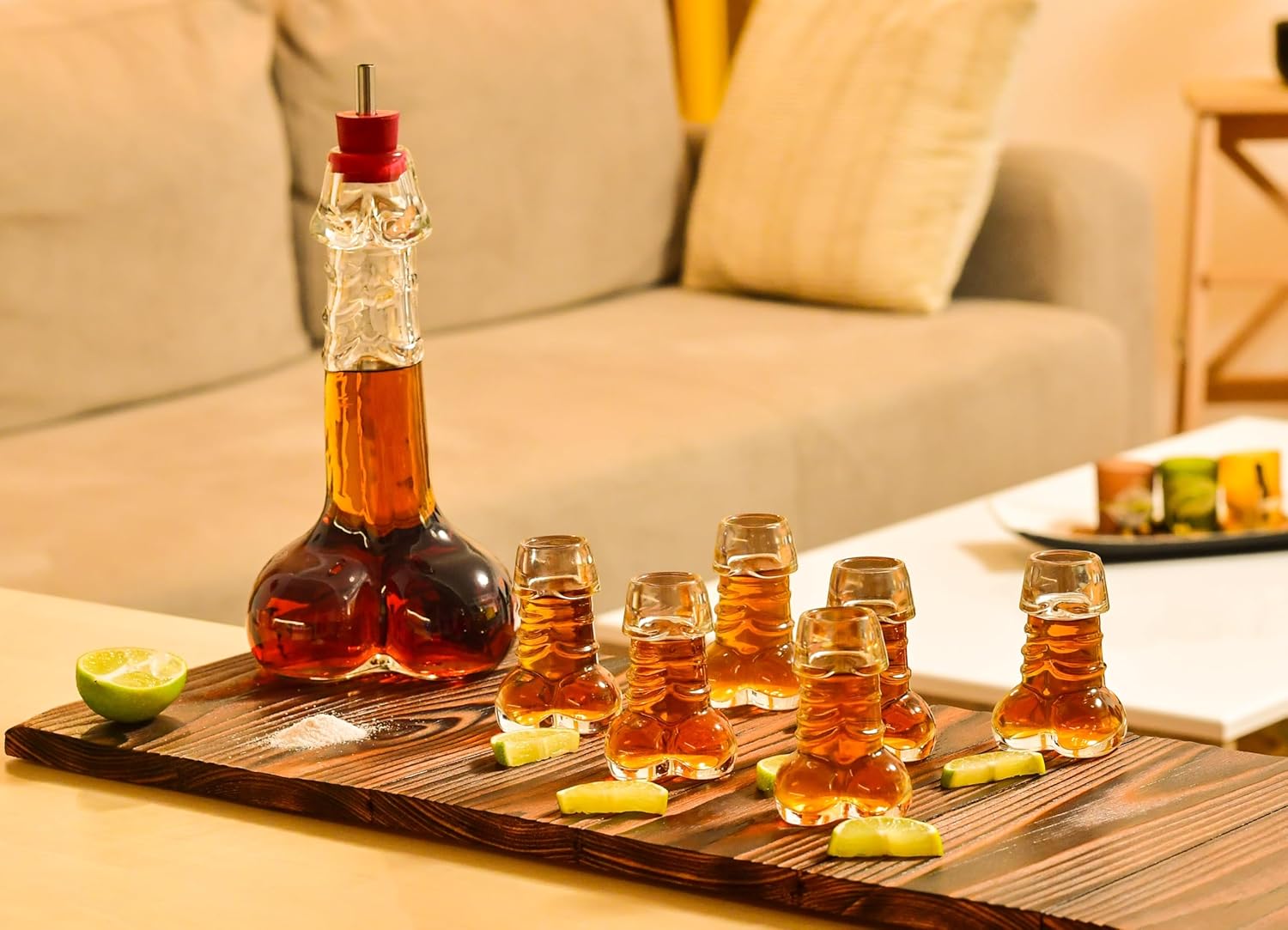 Decanter Set with 6 Shot Glasses Set, Decanter -17oz-, Glasses -1.35oz- for Whiskey, Liquor, Tequila, Vodka, Cocktail, Bourbon, Bachelorette Party, Funny Gifts