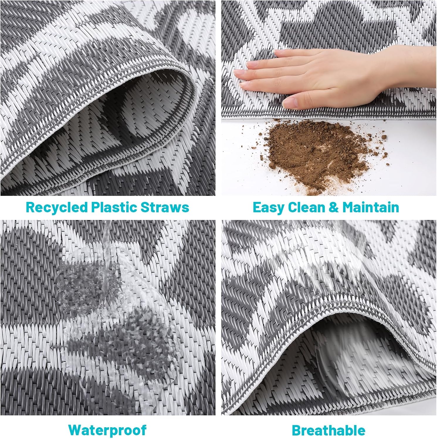 HEBE Outdoor Rug Waterproof 5x8, Plastic Straw Rug Camping Rug, Reversible Outdoor Patio Rugs RV Mat Clearance, Indoor Outside Floor Carpet for Porch,Deck,Camper,Balcony,Backyard