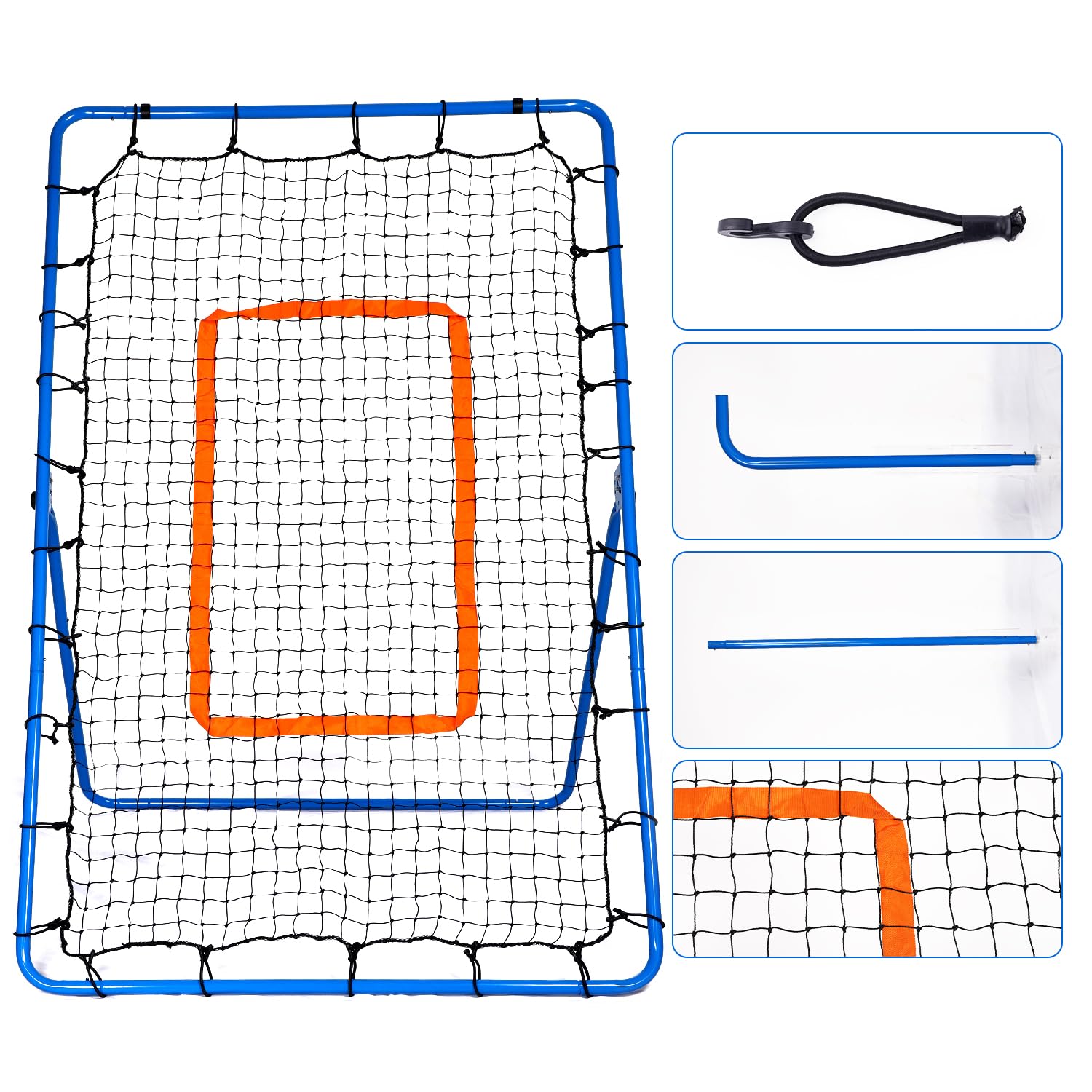 Filet de Rebond Volley-Ball 180x110cm Réglable 5 Angles Entraînement PE
