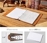 Ovesmusl PU Leather 3 Ring Binder Fits 8.5"x11" Letter Size Paper, 1 Inch Round Ring Binder Holds 200 Sheets, Notepad Paper Cover Loose Leaf Organizer for School, Vintage Green