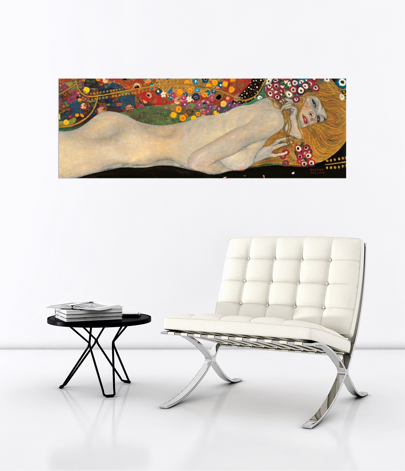 Quadro su Tela con Telaio in Legno Klimt Serpenti D'Acqua 180x60 CM